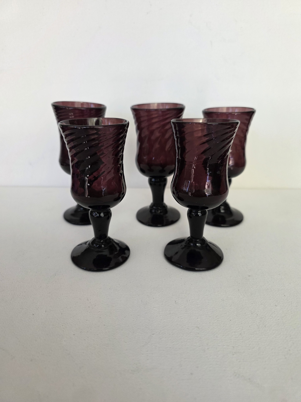 Amethyst Swirl Glass Liqueur Tequila Shot Set Of 5 - Purple